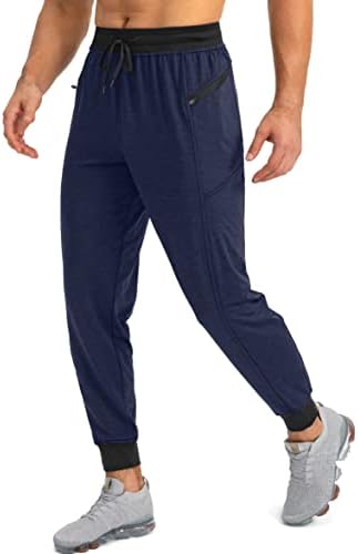 G Pantaloni de jogger pentru bărbați treptați cu buzunare cu fermoar, jogginguri subțiri pentru bărbați pulover sportiv pentru