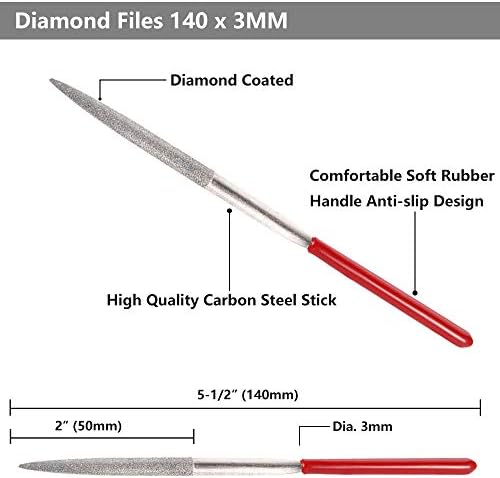 YAKAMOZ 10buc Mini Diamond Metal fișiere Set Micro rotund AC fișier triunghiular pătrat plat Riffler fișier Kit lemn piatra