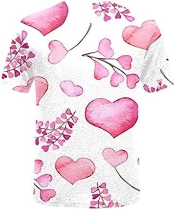 Cămăși Valentines pentru femei cu mânecă scurtă Crewneck tricou drăguț tipărit de vară topuri de vară ditsy cu inimă imprimeu