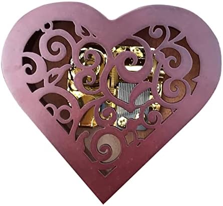 Binkegg Play [Edelweiss] Brown Wooden Hollow Out Heart în formă de inimă Cutie cu mișcare muzicală Sankyo