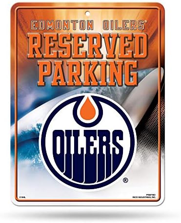 NHL Edmonton Oilers de 8,5 inci de 11 inci de parcare Metal Sign Decor