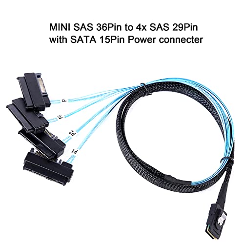 ADCAUDX 2pack Mini-SAS la SAS-CABLE: 0,5M SFF-8087 la SAS-SFF-8087 la SFF-8482-SAS 29 Pin cu adaptor de adaptor SATA
