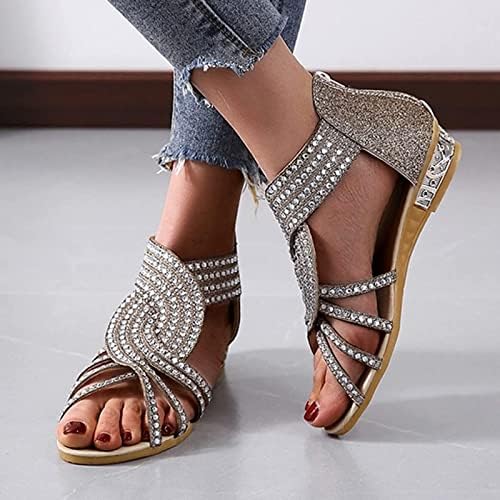 sandale xipcokm pentru femei, papuci cu fermoar din spate, doamne deschise pene respirabile sandale sandale de vară sandale