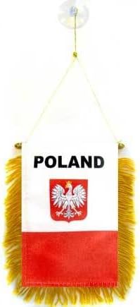 Az Flag Polonia cu Eagle Mini Banner 6 '' X 4 '' - Pon de arme poloneză Pennant 15 x 10 cm - Mini Bannere 4x6 inch Cupa de