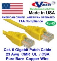 Cablu de patch Gigabit de 80 ft.6 Gigabit, realizat în SUA, CAT6 Cablu de patch CAT6 de înaltă performanță - UL CSA CMR și