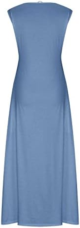 Rochii de vară din PVCS pentru femei 2023 Rochie de rezervor fără mâneci, o rochie maxi rochie de culoare solidă rochie casual cu buzunare