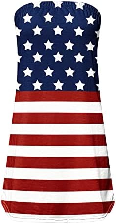 4 iulie Strapless rezervor pentru femei Casual vara Sexy Fără mâneci Bandeau tub Top camasa steagul American Tie-Dye Tricouri