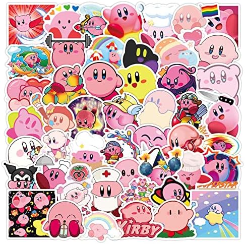 50 pcs Kirby Star Sticker Sticker amuzant Meme la mainstream pentru Kirby Star Fan Sticker Decaluri de culori luminoase impermeabile