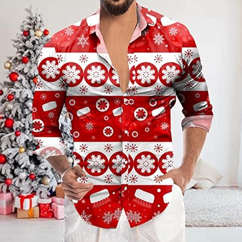 Xxbr de Crăciun pentru bărbați casual casual tricouri cu mânecă lungă cu mânecă colorată cămașă noutate amuzantă Xmas Moș Crăciun