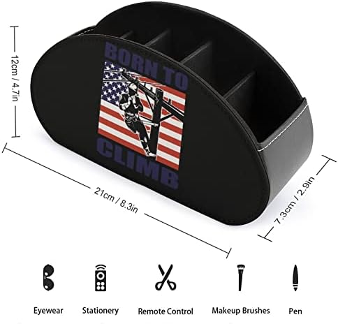 Lineman cu pavilion american imprimate Tv Remote Organizator cutie control titularii PU piele 5 compartimente depozitare Container