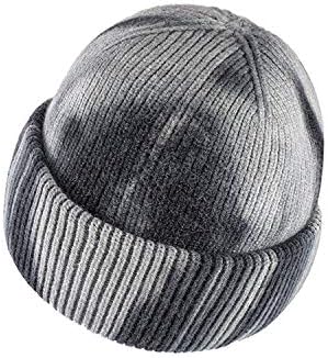 Bocianelli pentru femei colorant solid beanie manșetat de iarnă tricotat pălărie de pălărie craniu întuneric