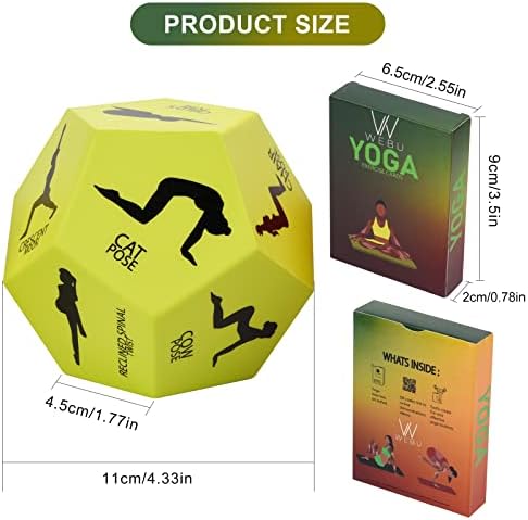 Webu Yoga Dice and Yoga Cards Deck- Durabil Yoga Fitness Dice & Yoga Sequence Cards cu diferite poziții de yoga și clipuri