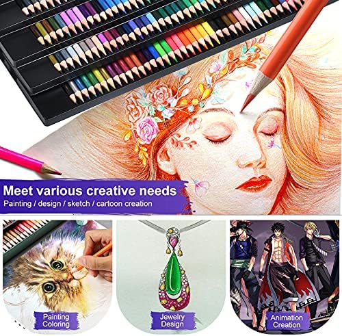 DEDSZYH 280 de culori Artist creioane colorate Set pentru cărți de colorat pentru adulți, miez moale, creioane profesionale