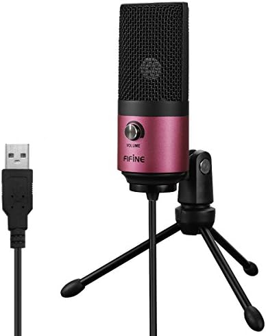 Fifine Pink Podcast Microfon și căști pentru jocuri, microfon de înregistrare a condensatorului USB, căști computer cu fir