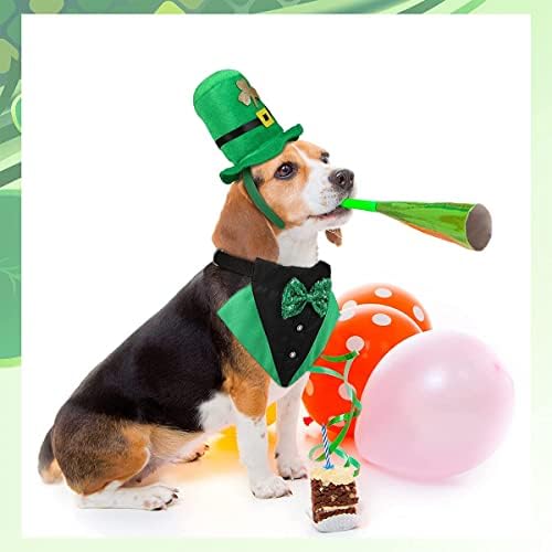 Costum pentru câini de Ziua St.Patrick, guler de bandana pentru animale de companie cu arc Costum cu guler verde reglabil,