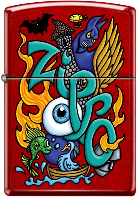 Zippo Dragon Design - bricheta metalică cu zippo roșu