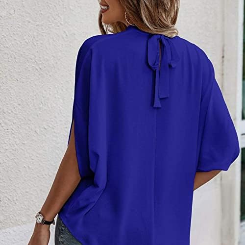 Femei vara supradimensionat Bluze Dressy Cape Tricou topuri drăguț Mock gât Contrast Tricouri Batwing maneca tunica Vrac Tricouri