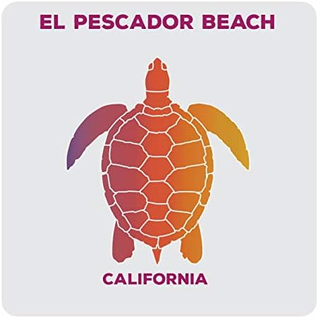 El Pescador Beach California Suvenir Acrilic Coaster 4-Plack Proiectare țestoasă