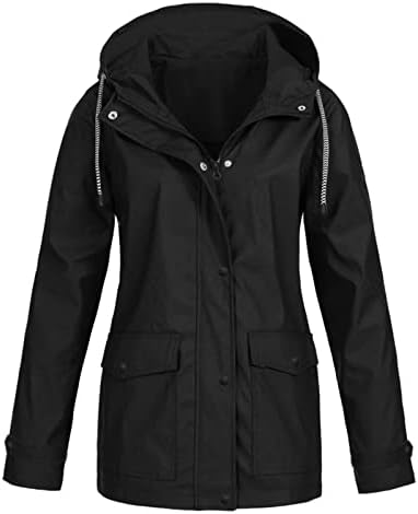 Cokuera Paltoane de iarnă pentru femei Modă Cauză cu glugă cauzală Jachete de ploaie Jacheta impermeabilă plus dimensiune Buzunare
