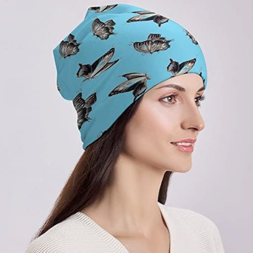 BAIKUTOUAN Multi Color fluture imprimare Beanie pălării pentru bărbați Femei cu modele craniu Cap