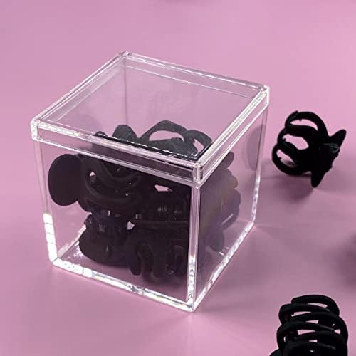 MulianBox 6 Pack Clear Small Acrilic Squre Cube Cutie cu capac 1,7x1.7x1.7 inch depozitare mică din plastic și cutii decorative