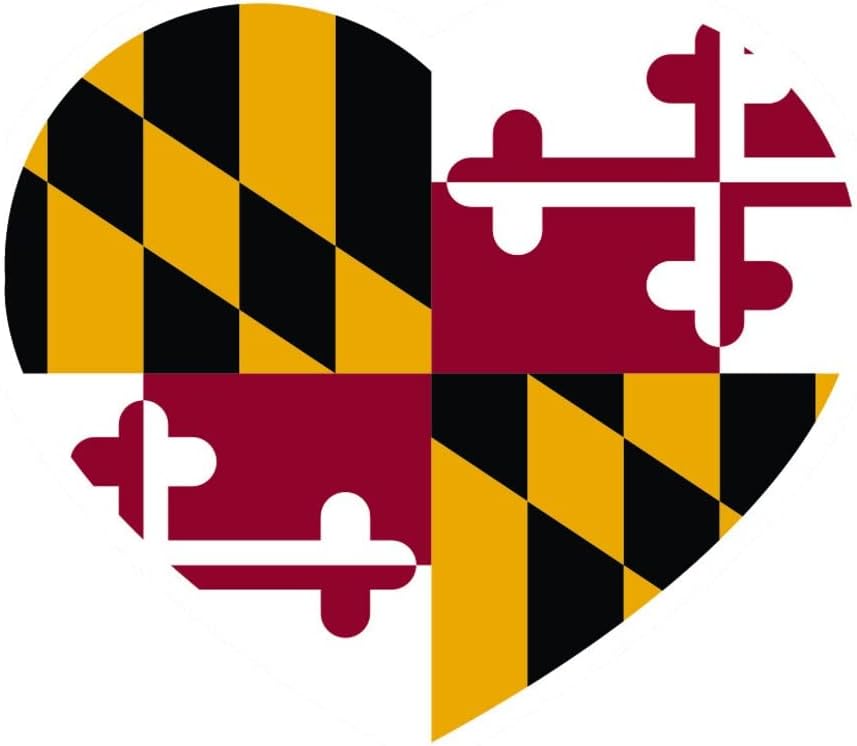 Maryland Heart Sticker auto -adeziv Vinil MD Love Hearts Pride Native - C4271- 6 inci sau 15 centimetri dimensiunea decalului