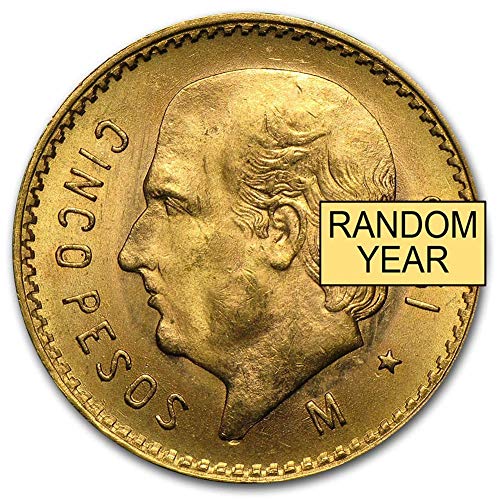 1905-1955 Mexic 1/2 Hidalgo Gold 5 Pesos Monedă Brilliant Necirculat cu certificat de autenticitate - Moneda de Oro Puro 5