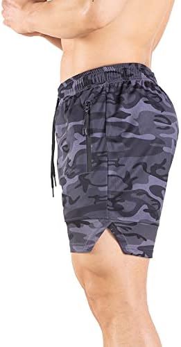 Pantaloni scurți de antrenament de gimnastică pentru bărbați VPOS cu buzunare cu fermoar, cu ochiuri de plasă pentru bărbați