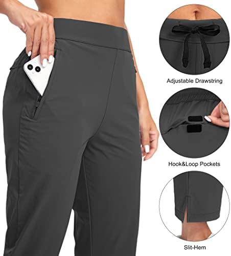 G Pantaloni de golf feminin treptați cu buzunare cu fermoar Trageți pe pantaloni de gleznă uscate rapid ușor pentru femei de
