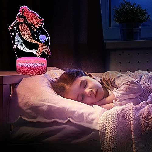 Lumina de noapte 3D Mermaid iluzie optică lampă creativ cadou vizual lampă dinamică Touch LED trei decorațiuni colorate dormitor