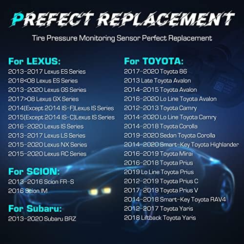 Youxmoto PMV-C010 42607-06020 TPMS Senzor de presiune a pneului 315MHz, pentru Toyota Camry Corolla Prius RAV4 Highlander Prius,