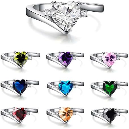 10 Culori Safir În Formă De Inimă Nunta Promisiunea Inel De Aur Alb Bijuterii Size6-11