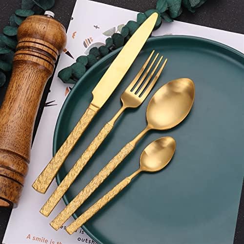 4 PC -uri/Set cuțit cu cuțit Set Spoon Set Gold Tutlery Oțel inoxidabil Set de articole de masă neagră pentru vegetație