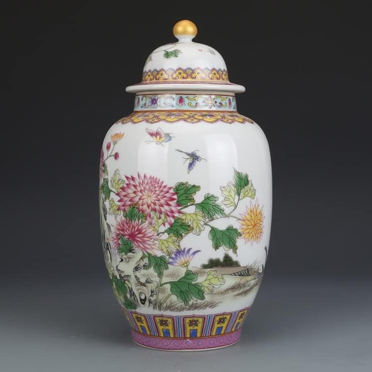 Seasd emamel de email de crisantem acoperite cu ceai de ceai de ceai Colecție antică antică Jingdezhen Porțelan ornamente de
