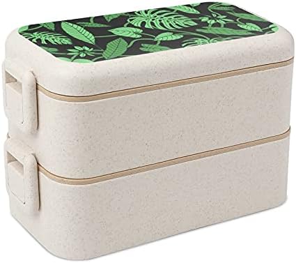 Model tropical cu Montera Frunze Material din fibră de grâu Bento Box de prânz Recipiente pentru scurgeri pentru copii și adulți