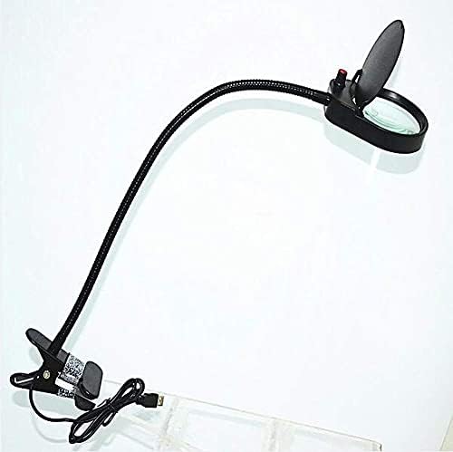 Lupe KNOXC, 3x 10x lupă lampă cu clemă de 98 mm: lentilă reglabilă cu 26 led,lumină reglabilă a brațului pivotant,birou, Masă,