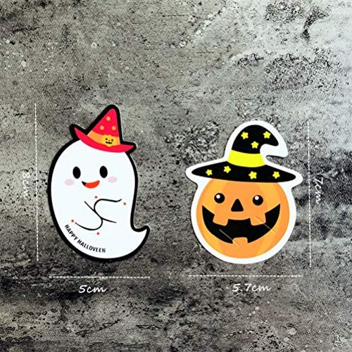Adoofan 50pcs Lollipop Paper Cards Helloween Carduri de decorare a ambalajului DIY Ghost Pattern Message Carduri de petrecere