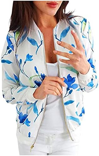SERYU femei haina retro florale imprimare fermoar Doamnelor Bomber jacheta Casual subțire Slim Outwear