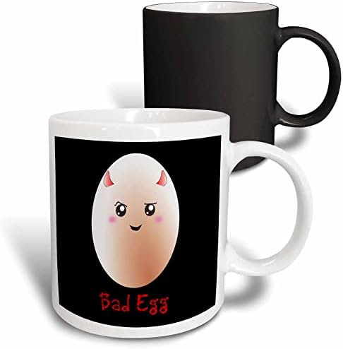 3Drose Funny Bad Egg Anime Stil pe negru - Distracție drăguță Kawaii cu roșu. - cani