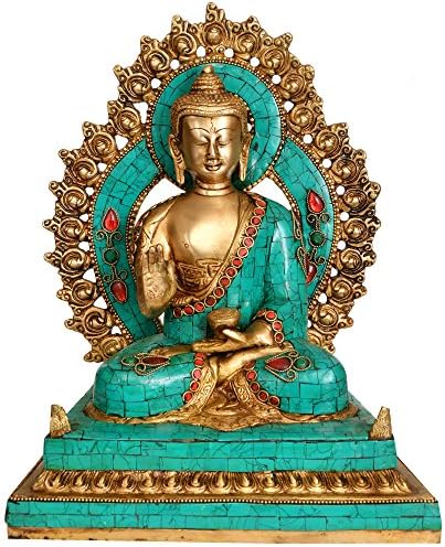 India exotică Domnul Buddha predicându -și dharma - budist tibetan, multicolor