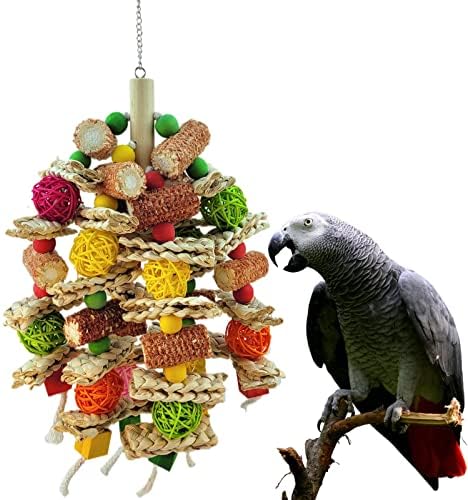Jucării de papagali COKLIOMC RF-X, jucării naturale pentru păsări de porumb pentru macaws de dimensiuni mici și mijlocii, papagali