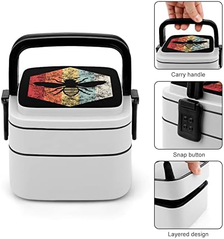 Bee Whisperer cu dublu strat cu cutie Bento Containere de masă cu mâner portabil pentru lucrări de birou