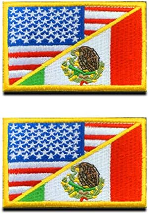 2 bucăți SUA American United State Flag și Mexic Flag Patch Brodated National Applique Hook and Loop Emblem, S.