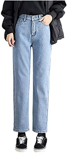 Blugi căptușite cu fleece narhbrg pentru pantaloni din denim căptușite cu flanelă pentru femei căldură caldă Pantaloni Jean