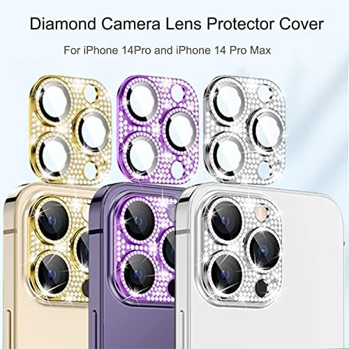 HJSZUS 2PC -uri compatibile pentru iPhone 14 Pro Max și iPhone 14 Pro Lents Camera Pro Lentile Metal Diamond Protector Cover,