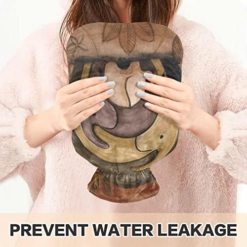 Sticle de apă caldă cu capac elefanți sac de apă caldă pentru ameliorarea durerii, crampe leziuni, picioare și pat cald 2 litri