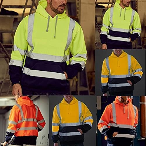 XXBR bărbați de înaltă vizibilitate pulover reflectorizant benzi rutiere de lucru pulover pulover cu mânecă lungă rutieră