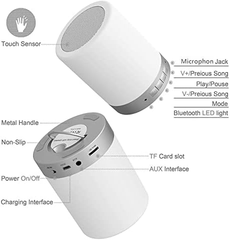 Lampa de noptieră Elecstars Touch - Cu difuzor Bluetooth, lumină de culoare slabă de noapte, lampă de masă exterioară cu control