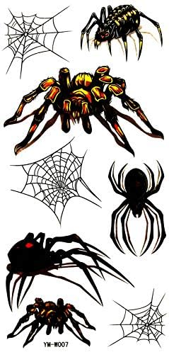 Cartoon Spider clasificat ca creaturi vii 4x8 în megadee tatuaj autocolant corp braț picioare corp arta frumusețe machiaj cool