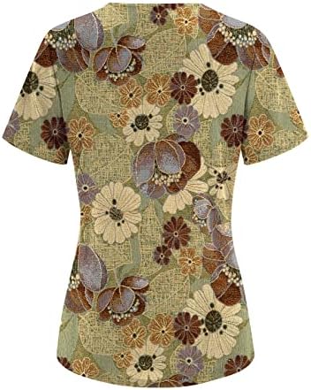Topuri de vară pentru femei 2023 Echipa pentru gât cămașă vintage cu mânecă scurtă florală casual casual Fit top s-3xl